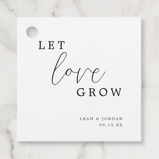 Modern kalligrafi låt Kärlek växa Bröllop Gåvor Etiketter (Framsida)