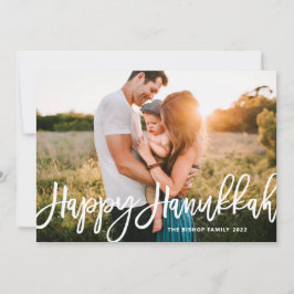 Modern kalligrafi Lycklig Hanukkah Photo Julkort