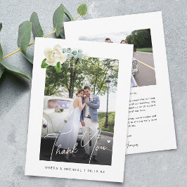 Modern kalligrafi Magnolia Fotos Bröllop Tack Kort