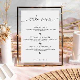 Modern kalligrafi Menu Cake Bröllop Cake Sign Poster