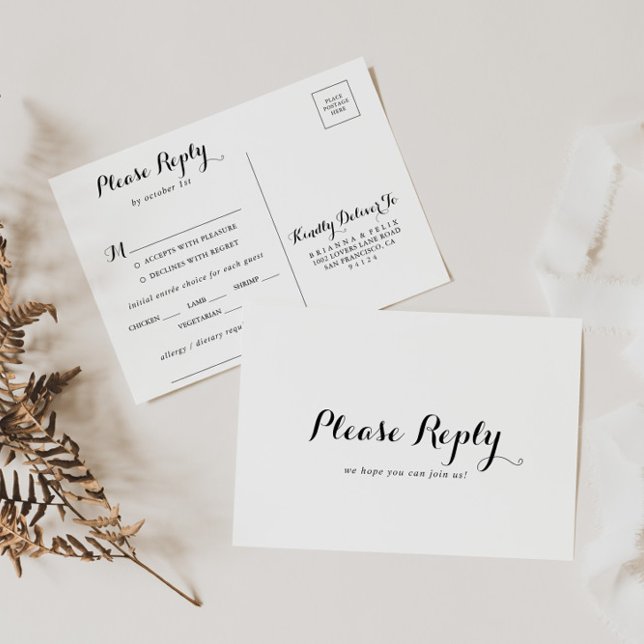 Modern kalligrafi meny val RSVP vykort (Skapare uppladdad)