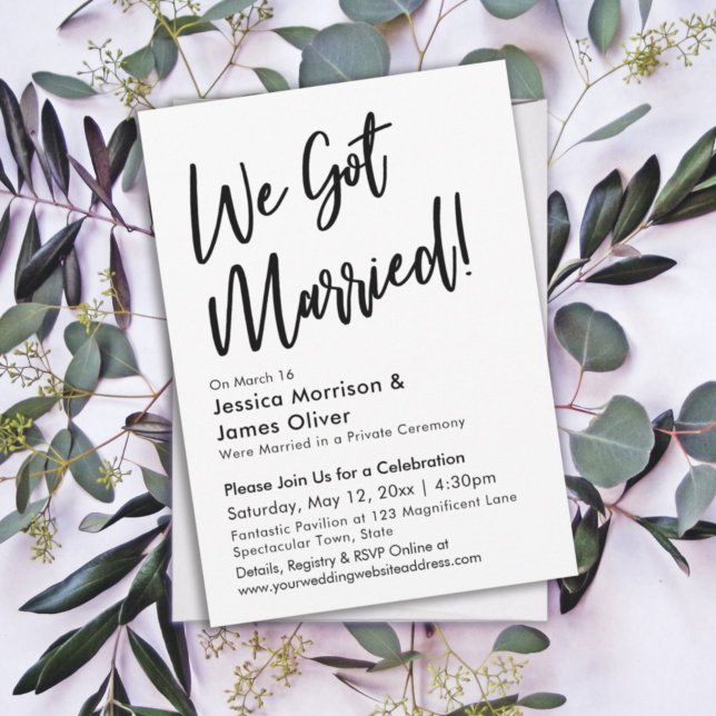 Modern kalligrafi Minimalist Vi gifte oss! Inbjudningar (Skapare uppladdad)