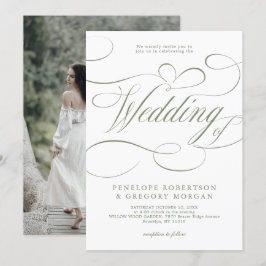 Modern kalligrafi - minimalistisk sage Grönt Bröll Inbjudningar