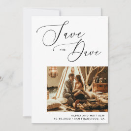 Modern kalligrafi | Minimalistiskt foto Bröllop Spara Datumet