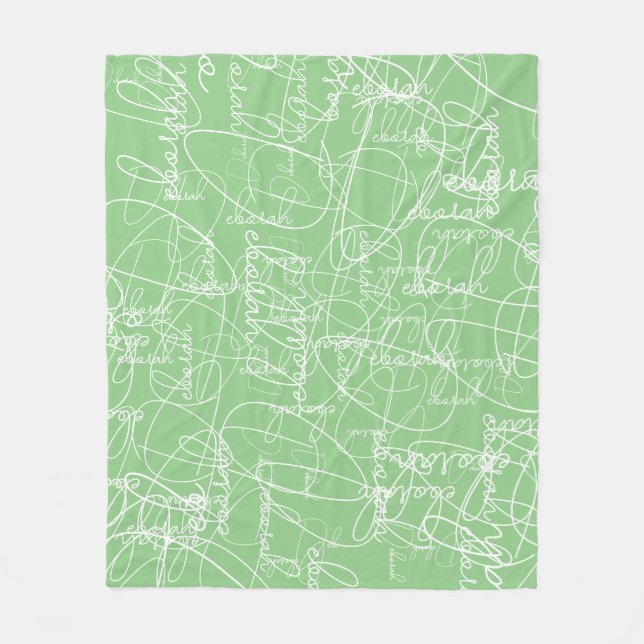 Modern kalligrafi Mönster av Namnteckning Sage Fleecefilt (Framsidan)