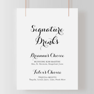 Modern kalligrafi Namnteckning Drinks-tecken Poster