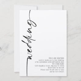 Modern kalligrafi QR-kod Bröllop Inbjudningar