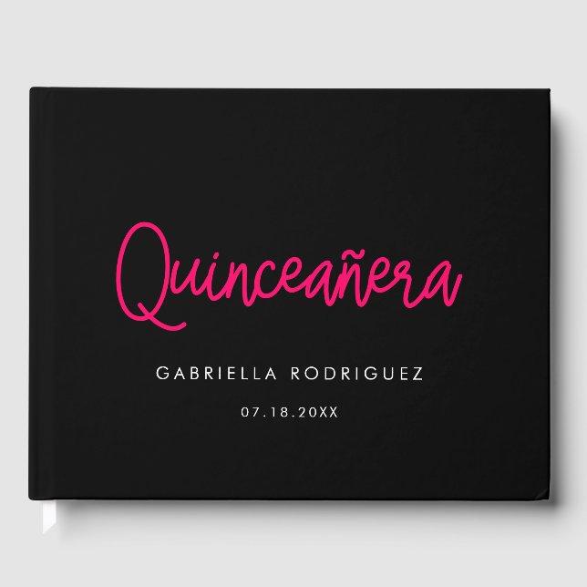 Modern kalligrafi Quinceañera 15-årsdag Gästböcker (Framsida)