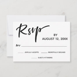 Modern kalligrafi RSVP med guld rand på baksidan OSA Kort