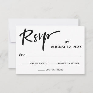 Modern kalligrafi RSVP med guld rand på baksidan OSA Kort