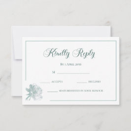 Modern kalligrafi Sagegrön Blommig Bröllop RSVP Anteckningskort