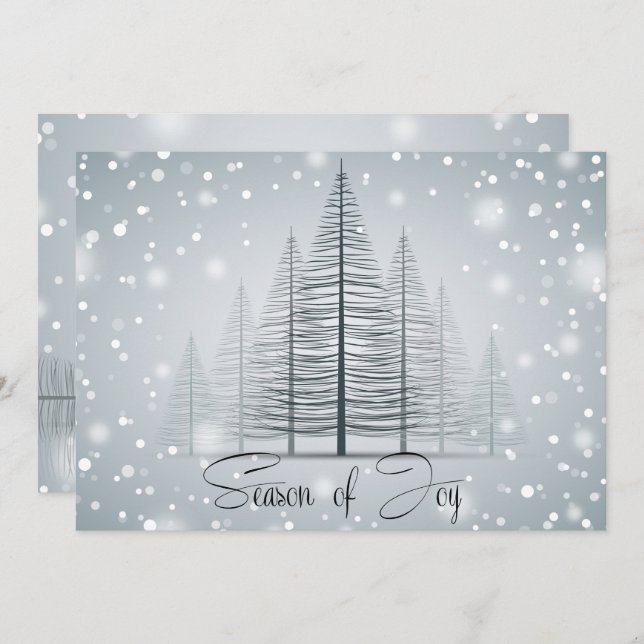 Modern kalligrafi Säsong av glädje Vinterträd Inbjudningar (Fram/baksida)