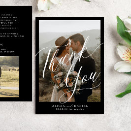 Modern kalligrafi-skript 2 foton bröllop tack kort