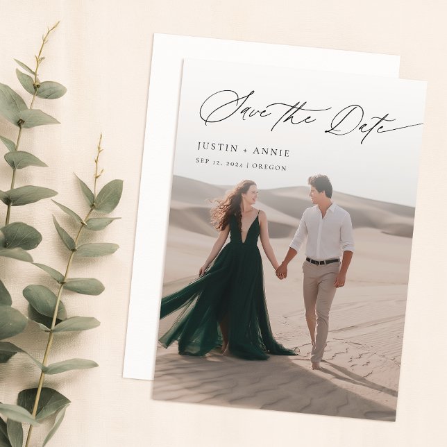 Modern kalligrafi, skript 2 fotospara datum inbjudningar (Skapare uppladdad)