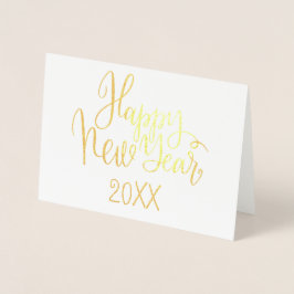 Modern kalligrafi-skript i gott nytt år folierat kort