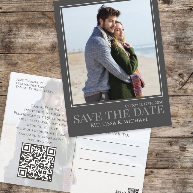 Modern kalligrafi, skript två fotoenkla QR-kod Vykort (Skapare uppladdad)