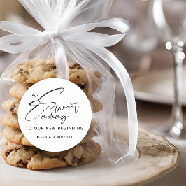 Modern kalligrafi Söt avslutning Bröllagspresent Runt Klistermärke