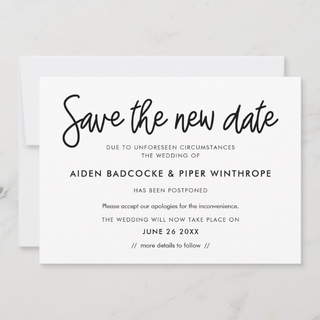 Modern kalligrafi Spara av det nya datummeddelande Inbjudningar (Framsida)