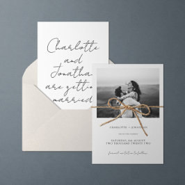 Modern kalligrafi, svart och vitt Bröllop Spara Datumet