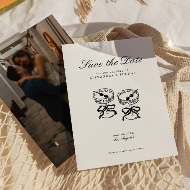 Modern kalligrafi, svart och vitt Spara datum Inbjudningar (Skapare uppladdad)