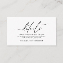 Modern kalligrafi, svart teckensnitt, Bröllopsdeta Tilläggskort