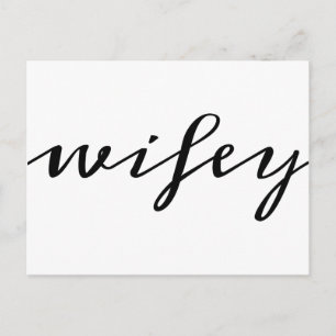 Modern kalligrafi Svart Wifey-skrift Vykort