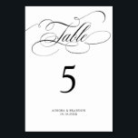 Modern kalligrafi - tidlös svart och vit bröllop bordsnummer<br><div class="desc">Ett tidlöst och elegant bröllop-bordsnummer med förfinat kalligrafiskript på klassisk bakgrund,  perfekt för ett formellt och sofistikerat bröllop firande. Kontakta mig gärna om du vill ha anpassade eller ytterligare produkter med den här designen.</div>