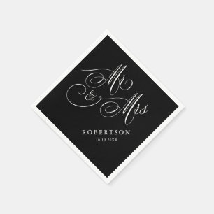 Modern kalligrafi - tidlös svart och vit bröllop pappersservett