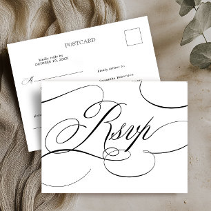 Modern kalligrafi tidlös svart och vit RSVP Vykort