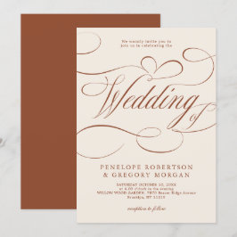 Modern kalligrafi Tidlös Terrakotta Bröllop Inbjudningar