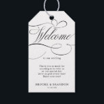 Modern kalligrafi-tidslinje, svart och vitt bröllo presentetikett<br><div class="desc">En märkre för tidslängd och elegant bröllop-gåva med förfinat kalligrafi-skript på klassisk bakgrund,  perfekt för ett formellt och sofistikerat bröllop firande. Kontakta mig gärna om du vill ha anpassade eller ytterligare produkter med den här designen.</div>