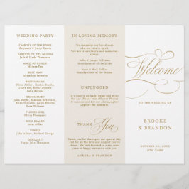 Modern kalligrafi-tidslinje utan bröllopsprogramme