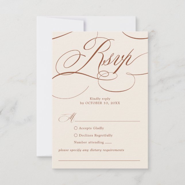 Modern kalligrafi timodig Terracotta Bröllop OSA Kort (Framsida)