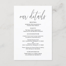 Modern kalligrafi, uppgifter om Bröllop, informati Tilläggskort