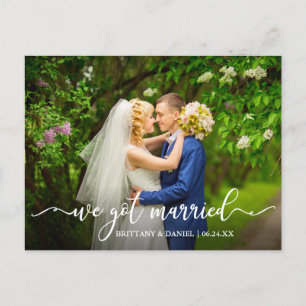 Modern kalligrafi Vi Har Married Bröllop Photo Vykort