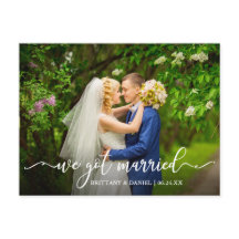 Modern kalligrafi Vi Har Married Bröllop Photo