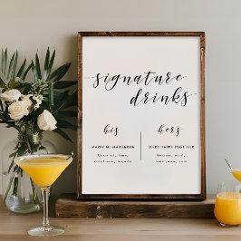 Modern kalligrafi vigselceremoni signaturdrycker s poster