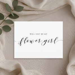 Modern kalligrafi Vill du vara min blomsterflicka Inbjudan Vykort
