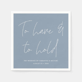 Modern kalligrafi Vows Dusty Blue Bröllop Pappersservett