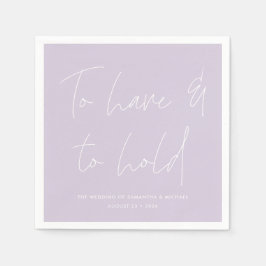 Modern kalligrafi Vows Lavender Lila Bröllop Pappersservett