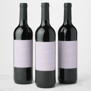 Modern kalligrafi Vows Lavender Lila Bröllop Vinflaska Etikett