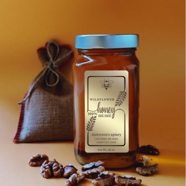 Modern kalligrafietikett för honung från gren burk fraktsedel (Skapare uppladdad)