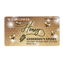 Modern kalligrafietikett för honung gren burk fraktsedel