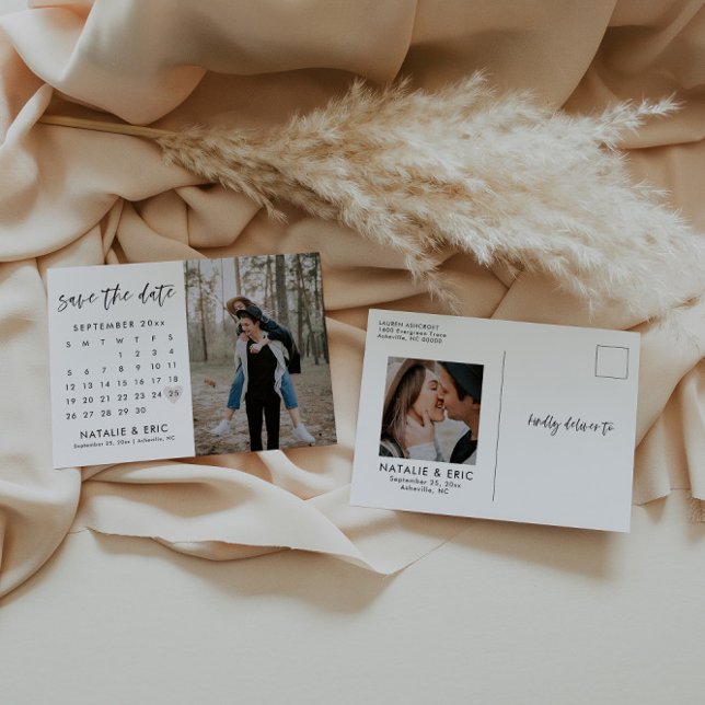 Modern kalligrafikalender Spara vykortet för datum Vykort (Skapare uppladdad)