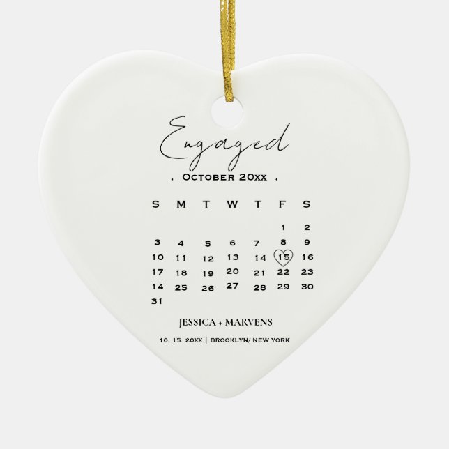 Modern kalligrafikalender utan fotoaktiverad julgransprydnad keramik (Framsidan)