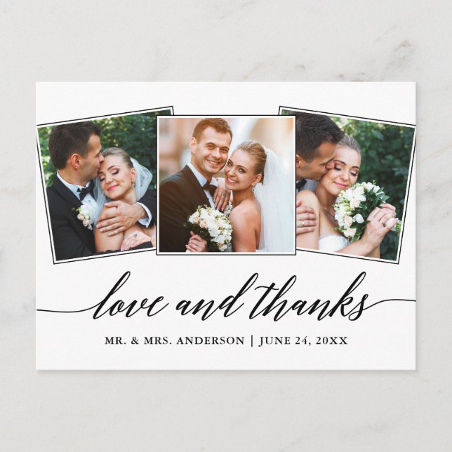 Modern kalligrafiskript 3 Foto Kärlek och Tacksamh Vykort (Framsida)