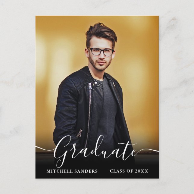 Modern kalligrafiskripts examen fotomeddelande vykort (Framsida)