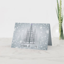 Modern Kalligrafsäsongen Joy Winter Träd Helgkort