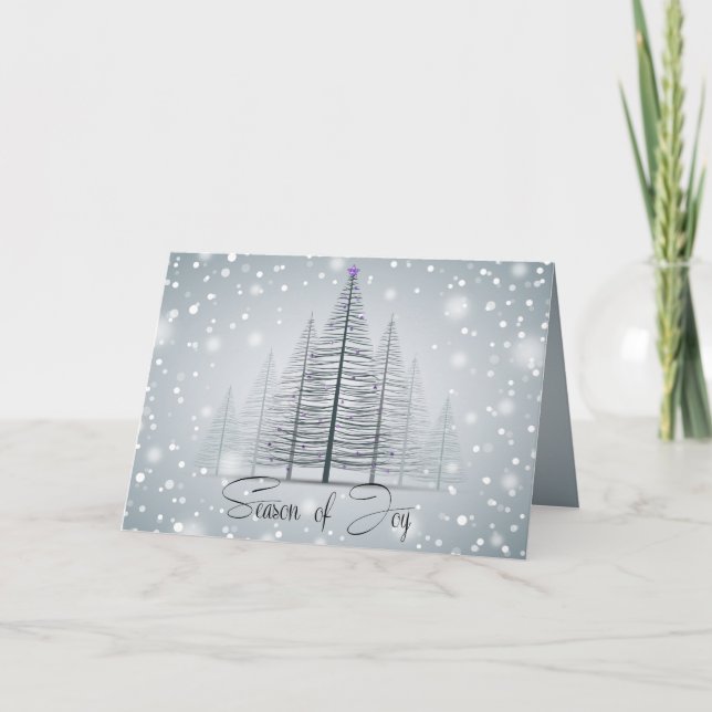 Modern Kalligrafsäsongen Joy Winter Träd Helgkort (Framsida)