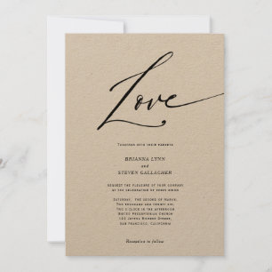 Modern kalligraphy-bröllopsinbjudan i Kärlek Inbjudningar
